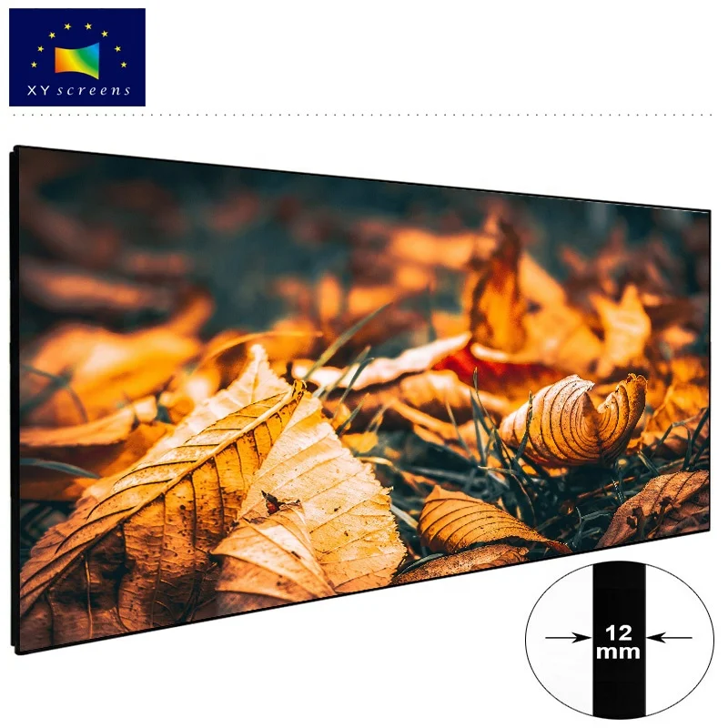 Thin Bezel Frame Projection Projector Screen  with 4K Woven Acoustically Sound Transparent Fabric for 3D Full HD Home Theater