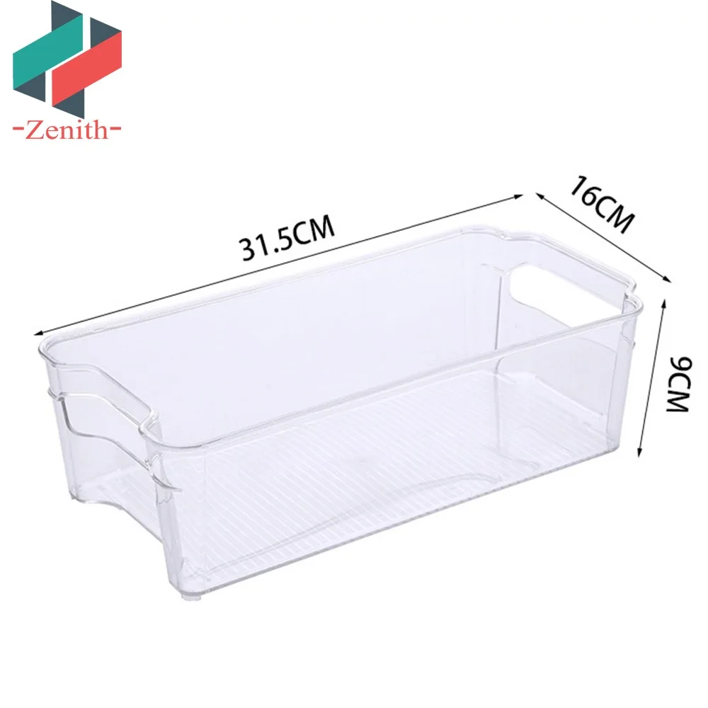 ZNF00002 Clear Plastic Stackable Fridge Organizer Storage  Bins for Kitchen Refrigerator Freezer Pantry and Cabinet