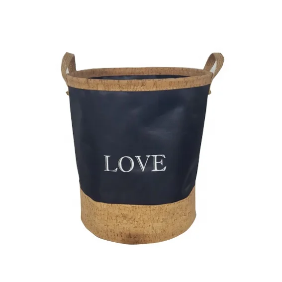 Large Sized Waterproof Coating Canvas Cotton Fabric Folding Laundry Hamper Bucket Cylindric Burlap Canvas Storage Basket
