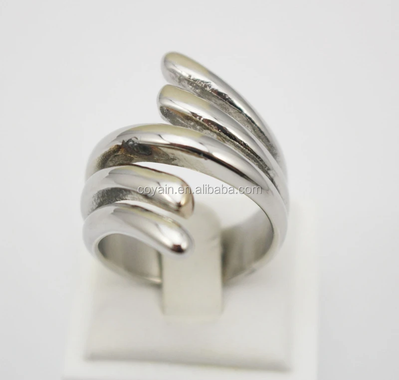 Wholesale Costume Jewelry Stainless Steel Angle Wings Ring set Irregular ring