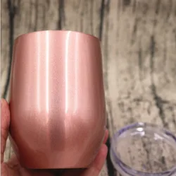 12oz double insulated wine tumbler,rose gold wine tumbler,insulated tumbler cup with lid,stainless steel wine glasses set of 4