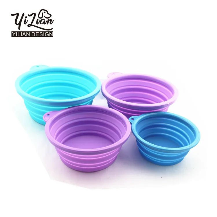 
Top selling 350/750/1000/1500ml Foldable Pet Food Water Feeding Portable Travel Collapsible Dog Silicone Bowl 