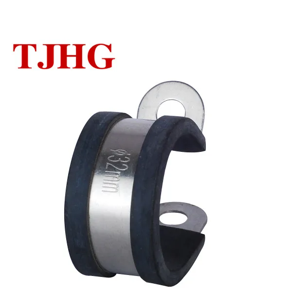 Hot selling fixing cable pipe black low price Galvanized steel P Type rubber clamp