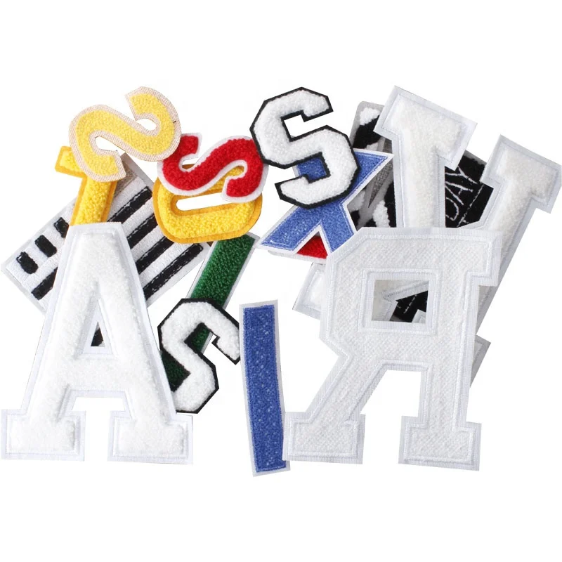Custom Sew On Towel Chenille Embroidery Alphabet Letters Patch Wholesaler
