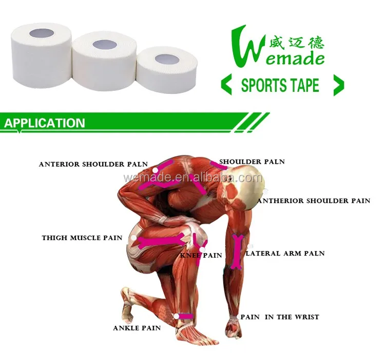 White Athletic Tape Sports Cotton Tape 38mm x 13.7m (CE/certificates Approved/TUV)