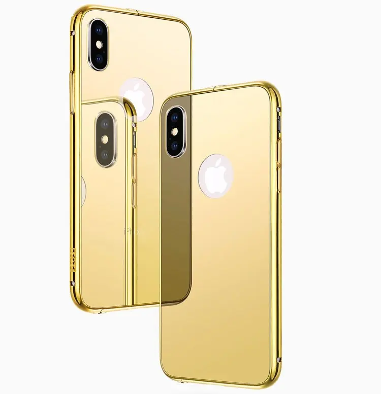 Из Металла Роскошные Покрытие Алюминиевая рамка + акриловый зеркало телефон чехол для iPhone X