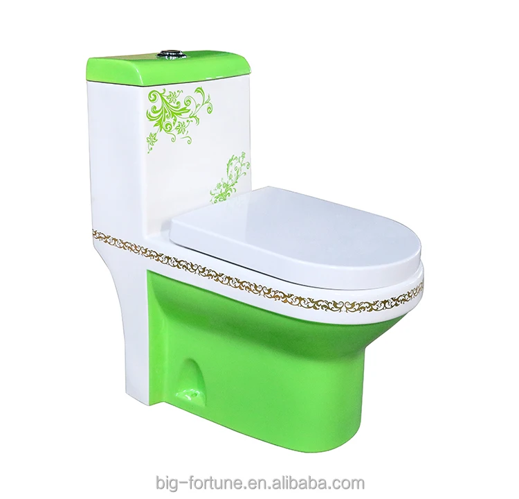 Ceramic One Piece Green Color Toilet Commode