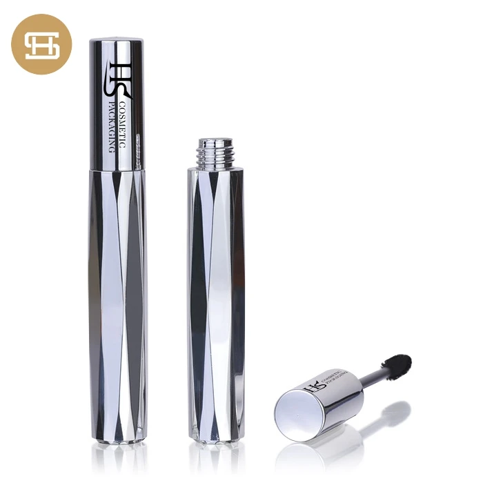 
Новый дизайн, Лидер продаж, элегантный глянцевый серебристый пластиковый контейнер для туши для ресниц, пустая Косметическая туба для ресниц 