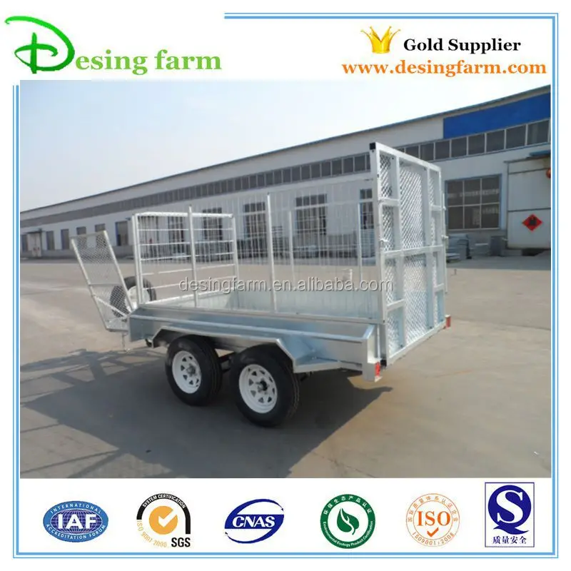 9x5 galvanized hydraulic tipper dump folding cage box trailer with tandem axle