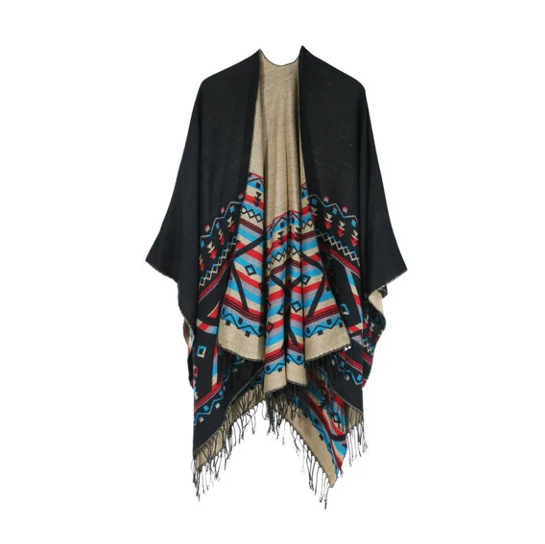 Hot sell Latest Design 2019 Winter Warm Wool Shawl Mexican Poncho for Women