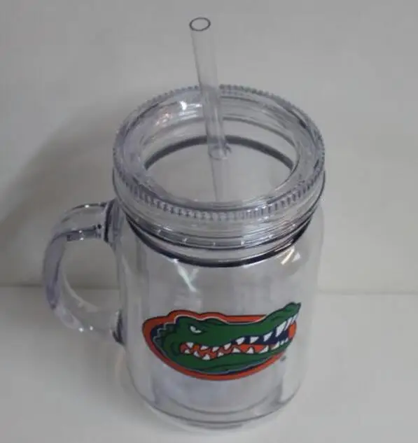 Custom acrylic mason jar with paper insert, bpa free double walled Paper insert mason jar tumbler, 22oz insulated mason jar