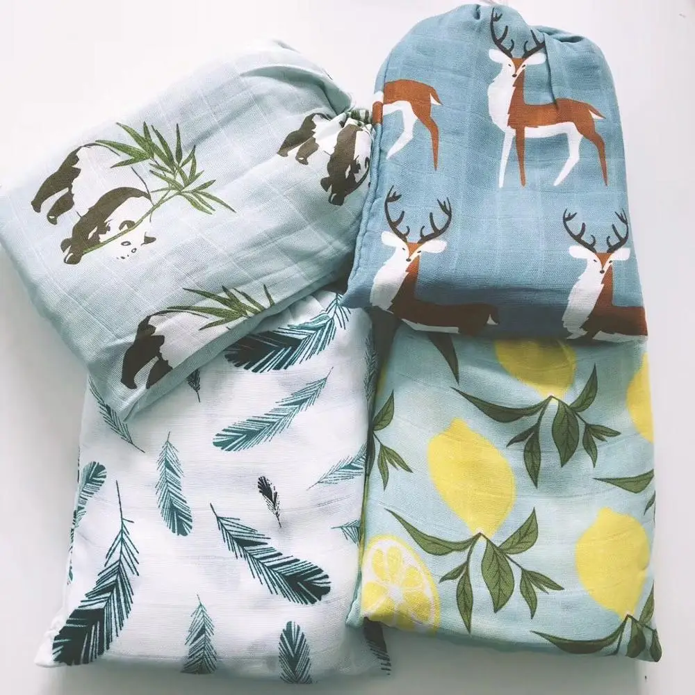 
Wholesale Manufacturer Nursery Bedding 2 Layers Organic Cotton Muslin Baby Printed Toddler Bath Blanket 