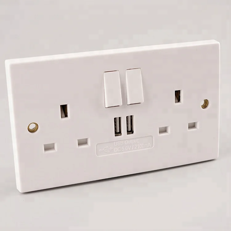 WK 13A 2 Gang  With USB Part Power Switch Socket Electrical Outlet