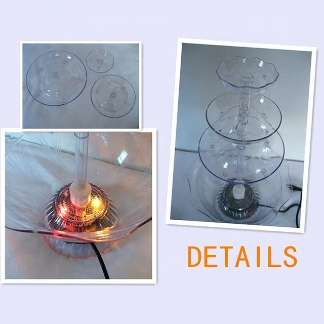 Wedding Party-use Wine Juice Fondue Fountain 3-tier Plastic Wine Fountain