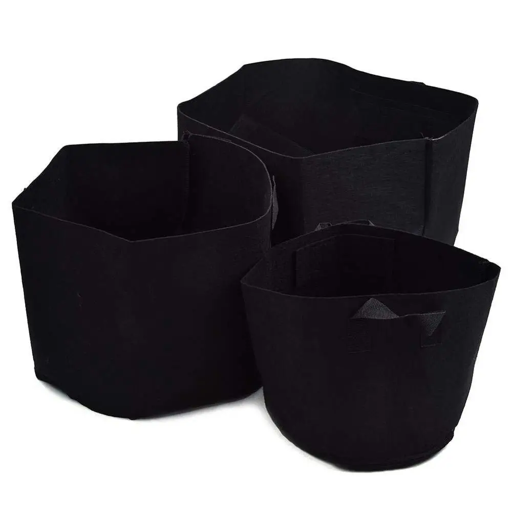 Hot Sale Black 1 3 5 10 30 50 70 100 Gallons Fabric Felt Plant Pots Grow Bag for Garden