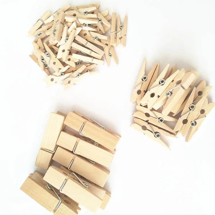 Natural wooden clip clothespin several size wooden pegs