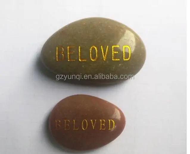 Engraved black letter pebbles Natural River Stones Smooth polished Colorful Stone