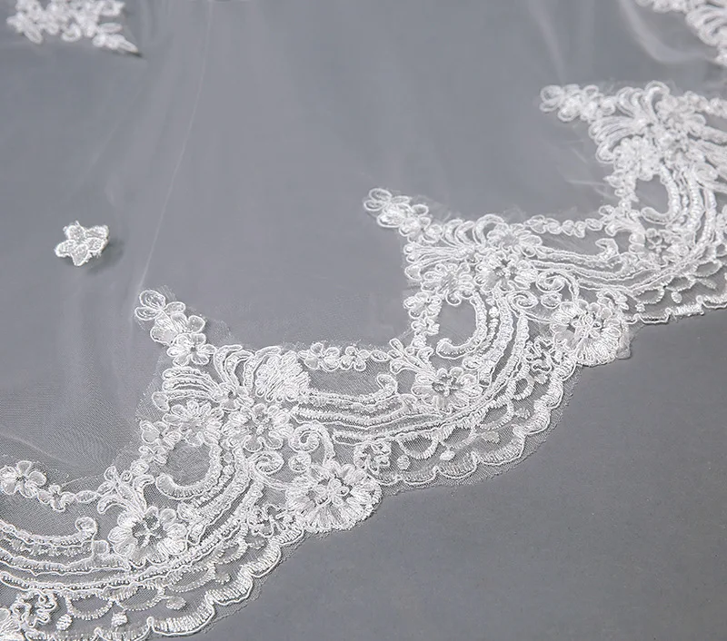 3 Meters Bridal Veils Two Layer Lace Ivory Long Wedding Dress Veil
