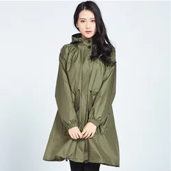 Female fashion adult hiking long waterproof raincoat breathable Korean Version cute raincoat Windbreaker raincoat