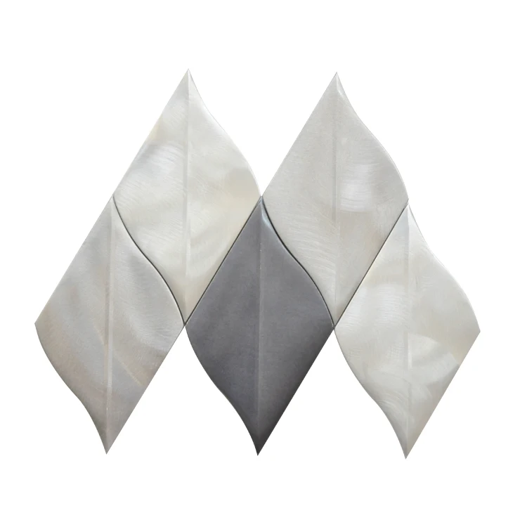 Art 3d mixed color brushed aluminium backsplash metal mosaic tile