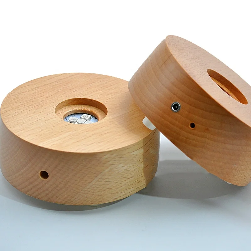 Оптовая продажа квадратная круглая разноцветная светодиодная подставка для музыкального светильника с Bluetooth из хрустального стекла деревянная украшение в подарок на день рождения