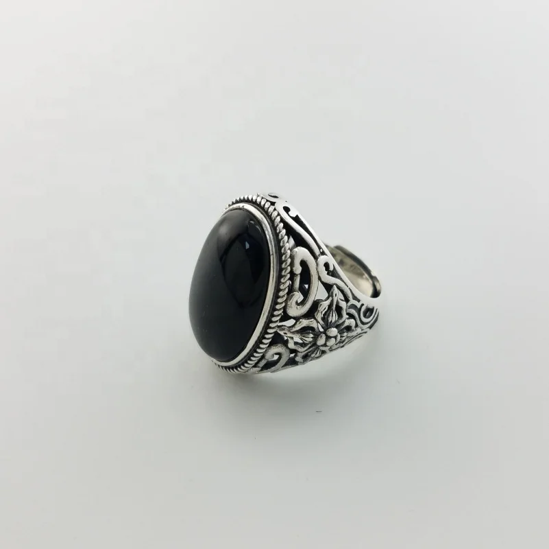 Spanking black opal gemstone silver jewelry 925 sterling silver ring handmade Jewelry Rings
