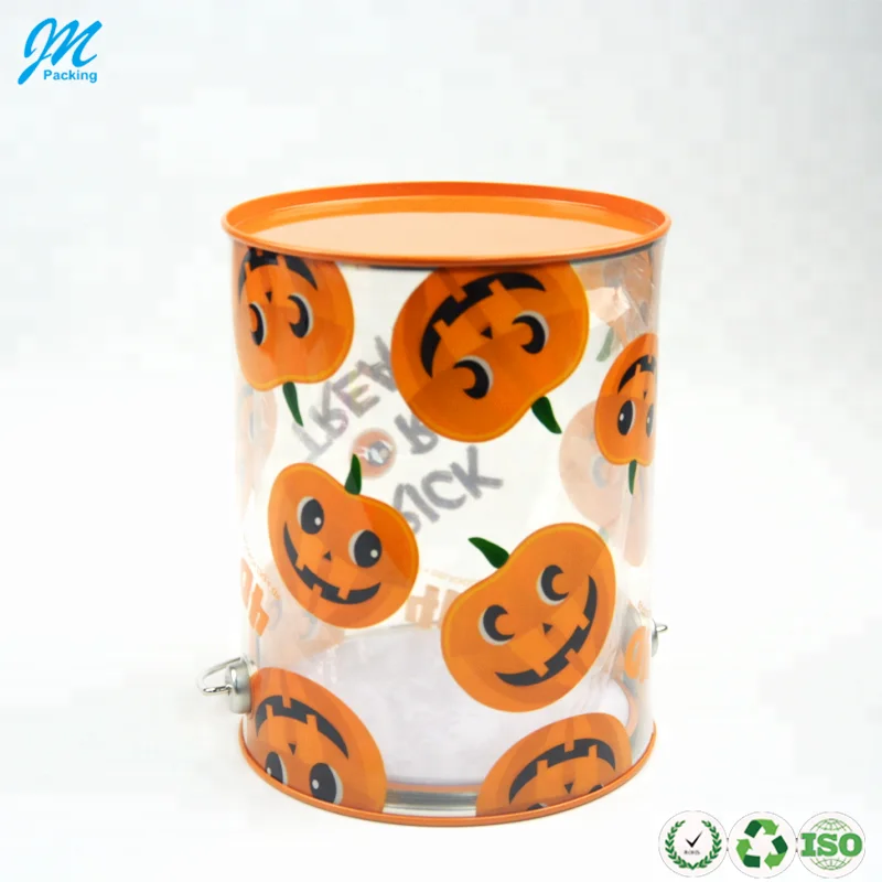 Custom Printing Plastic Halloween Bucket Cylinder Tube Packaging for Candy/Dolls/Toy