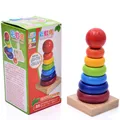 baby toy piling ring wooden rainbow tower block building stacking early educationbest gift for baby kids