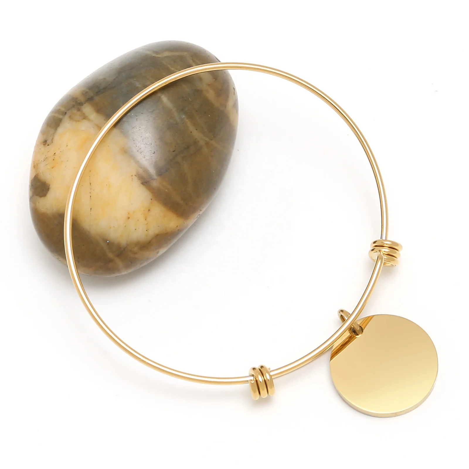 Loftily Jewelry Simple Silver/Rose Gold Plated Stainless Steel Adjustable Expandable Bangle Bracelet DIY Wire String Bracelet