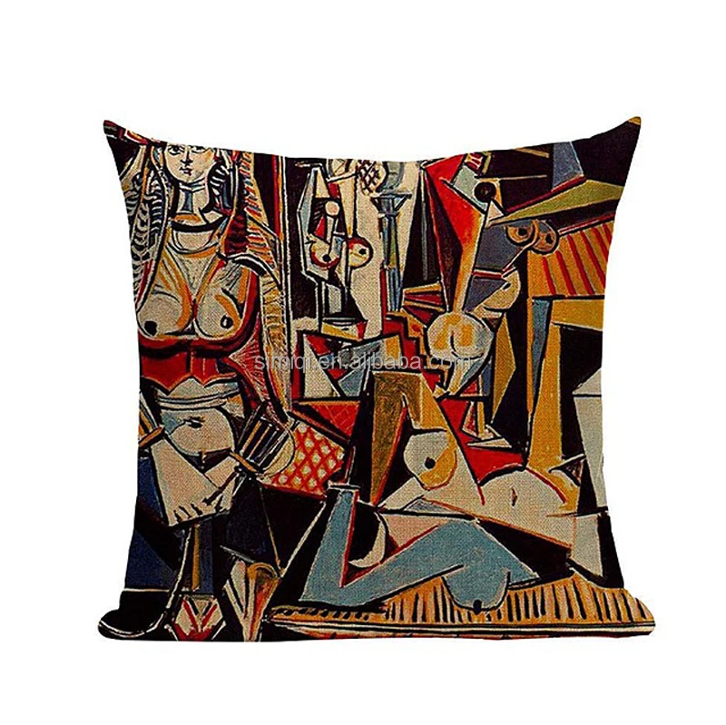 Pablo Picasso Famous Paintings Cushion Covers The Starry Night Surrealism Abstract Art Cushion Cover Beige Linen Pillow Case
