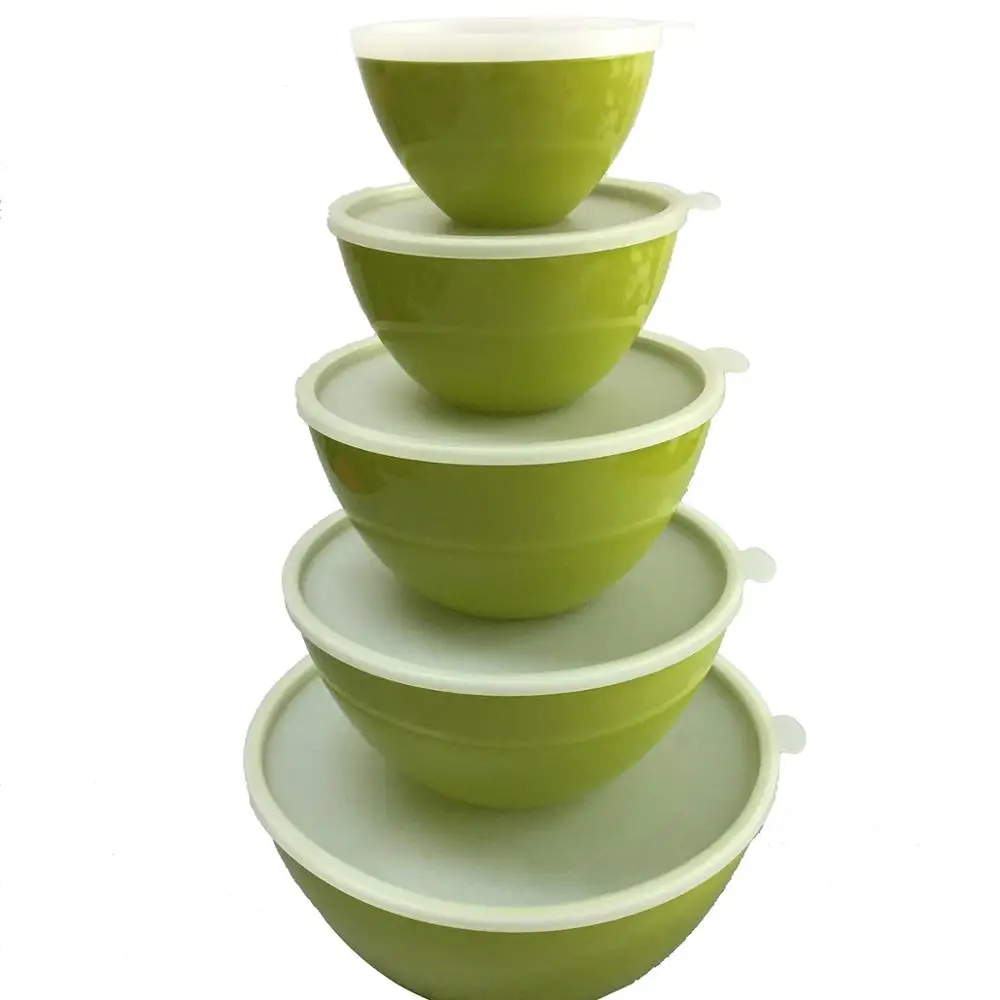 kichen collection high quality BPA free melamine 5 pcs salad bowl set with lids
