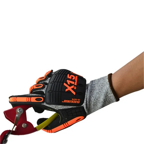 N-D138 13 HPPE Knitted Cut Resistant Gloves Level 5 Mechanic Gloves for Work  with Sandy Nitrile Coated