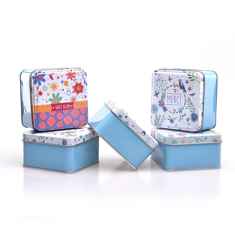 High-end custom printed and size Chocolate Tin Box toy Packaging small Square Metal Gift Box for Candy Chocolate