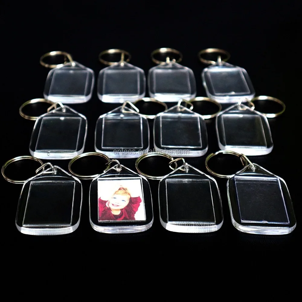 50 Clear Acrylic Photo Keychains by 5.4cm x 3.2cm Translucent Blank Keyring