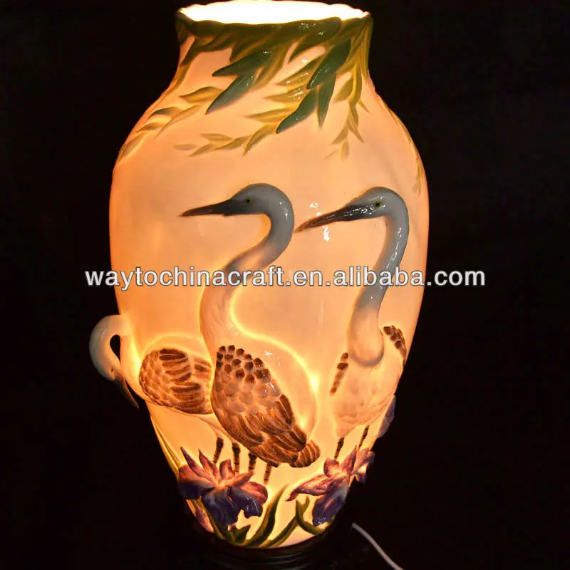 
 Необычная Керамическая Настольная лампа ручной росписи в виде лебедя  