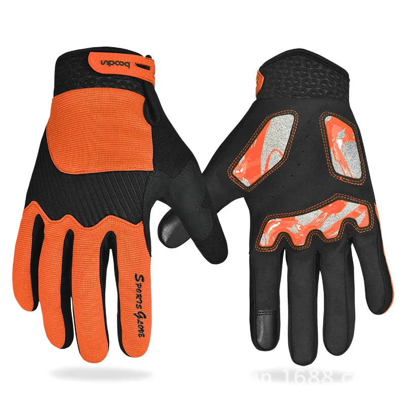 Black Leather Mens Cycling Gloves Bicycle High Elasticity Motorbike Winter  Lycra Riding Gloves