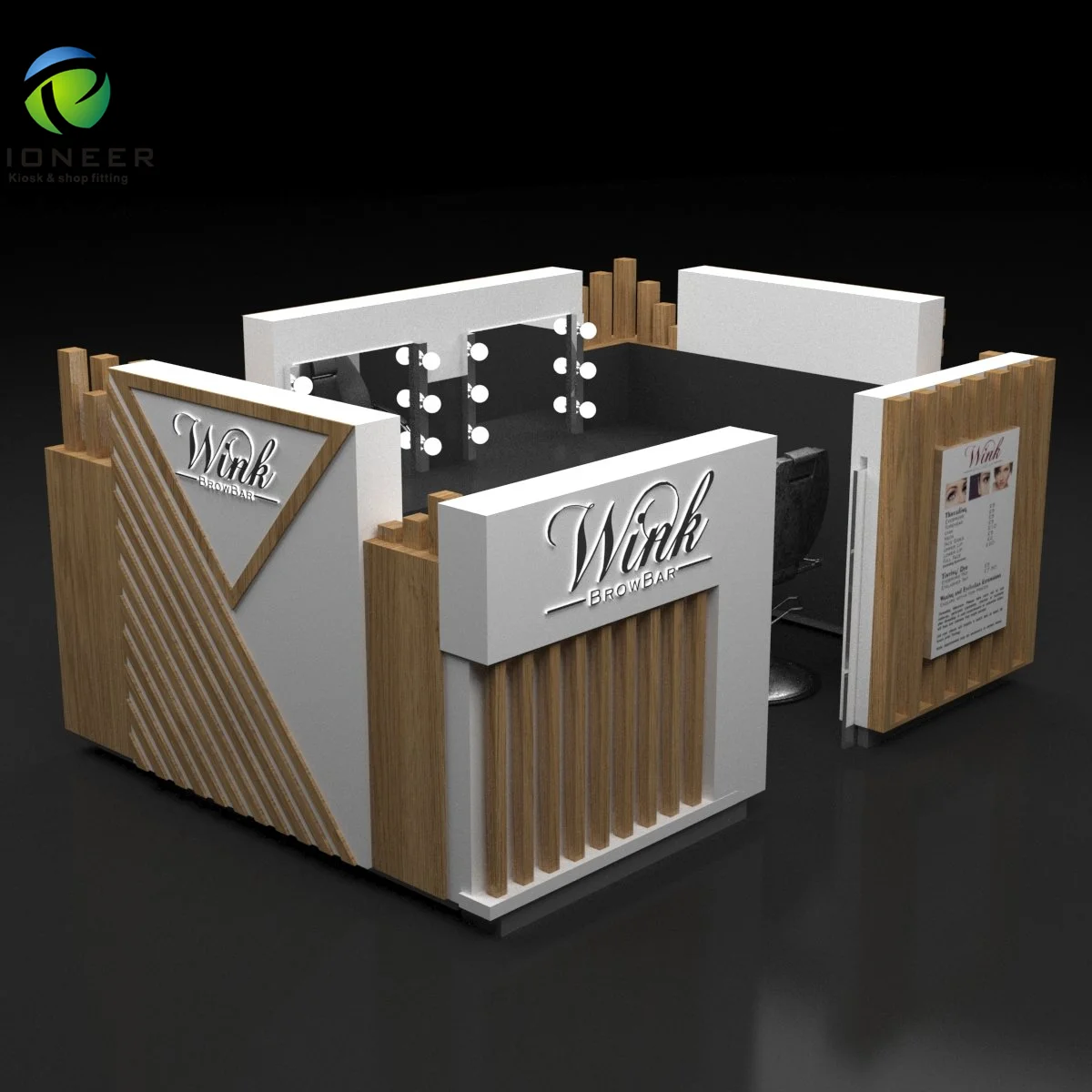 
Pioneer Customized Eyebrow Threading Display Kiosk 3D Design 