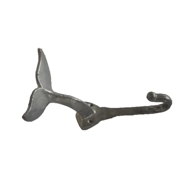 wrought iron whale`s tail wall hook for home