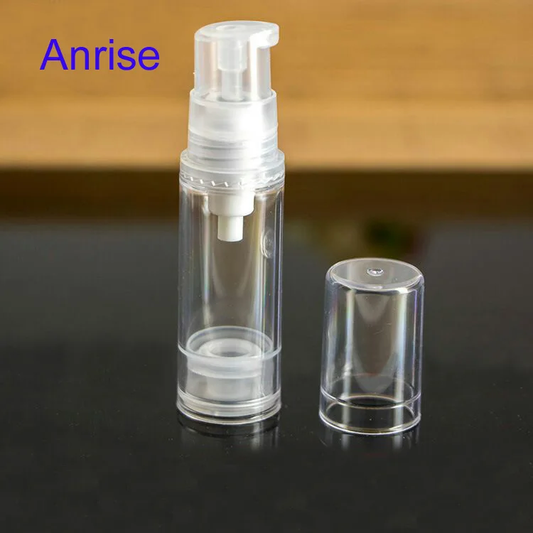Trials Type 5ml 10ml Clear Acrylic Airless Pump Bottle refill Small Spray Airless Bottle for Cream Cosmetic with Clear Cap