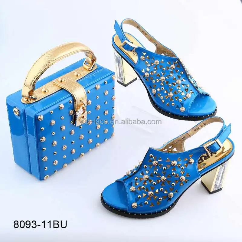 BL8093-11 High quality design shoes and bags pu leather italian shoes and bag set 2017