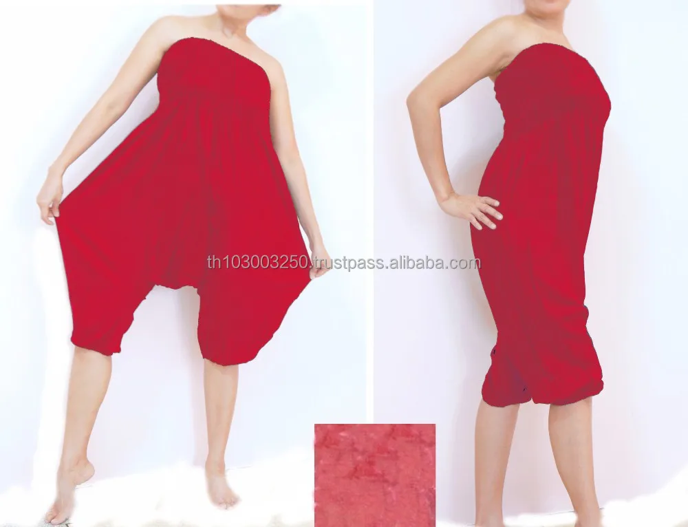 Fisherman Baggy Belly Dance HIPPIE BOHO solid color MAXI HAREM PANTS 2 IN 1 JUMPSUITS PLUS