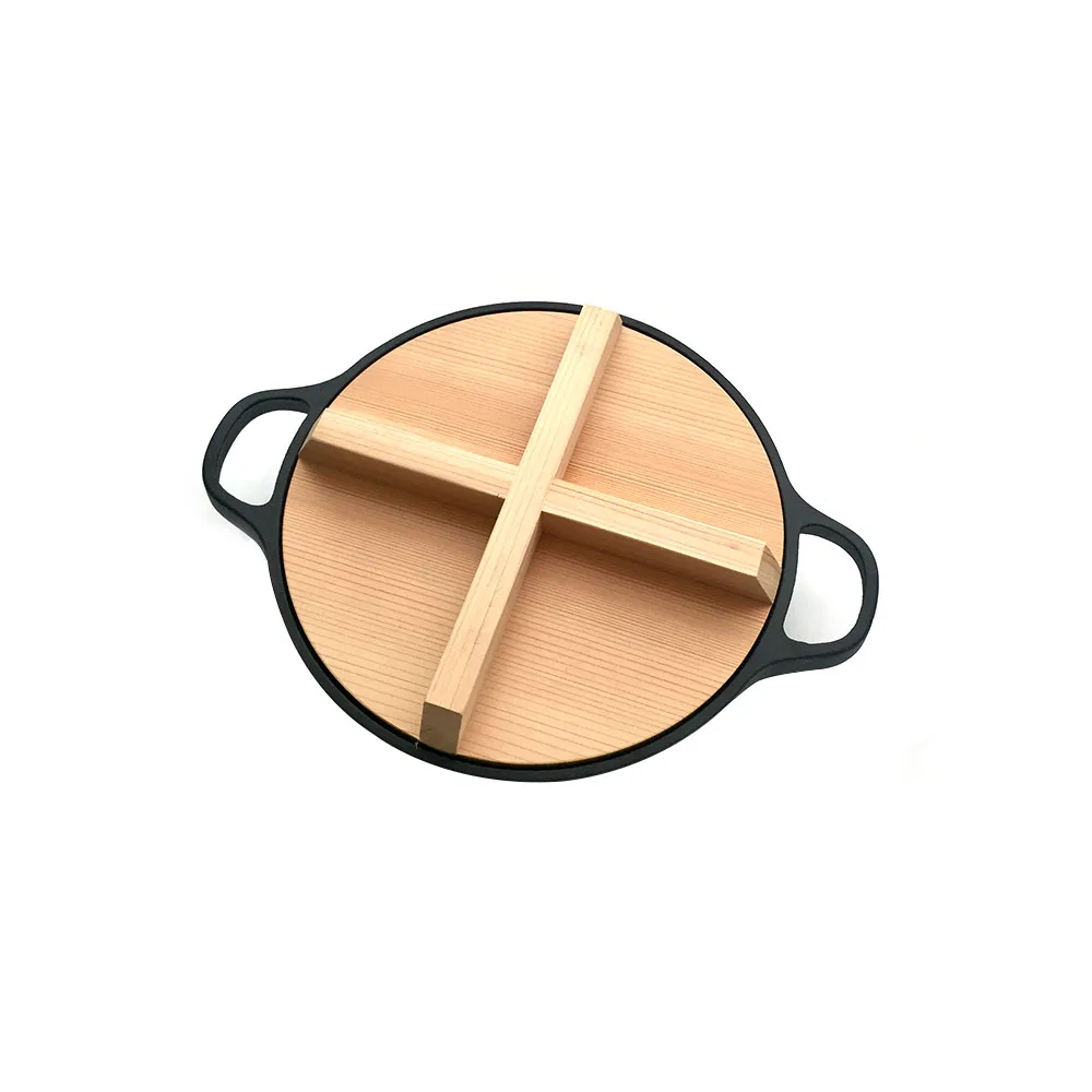 Japanese Cypress Lid Skiyaki Hot Pot Cast Iron Cooking Pot For Sukiyaki And Nabe Cooking