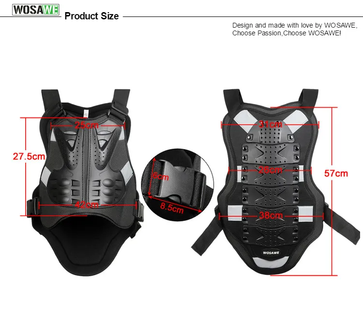 WOSAWE Adult Motorcycle Dirt Bike Body Armor Protective Gear Chest Back Protector Protection Vest for Motocross Skating