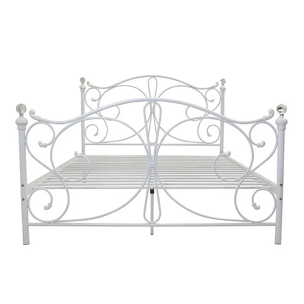 hot sell white black double queen crystal finials metal bed frame