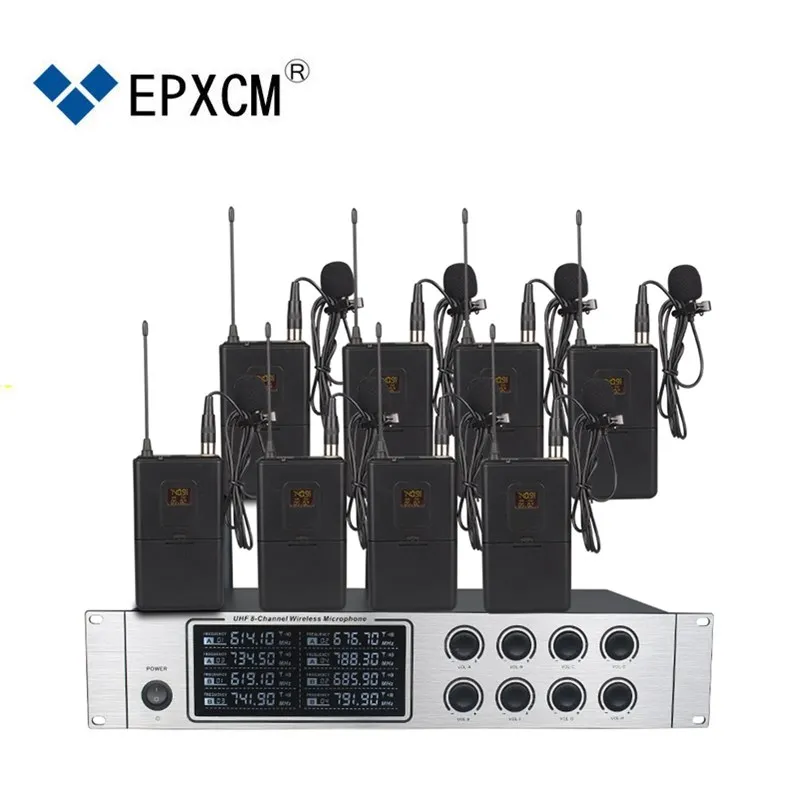 EPXCM/GU-880 Wireless Microphone System UHF Professional Microphone 8 Channel Dynamic Professional 8 Handheld Karaoke Stage KTV