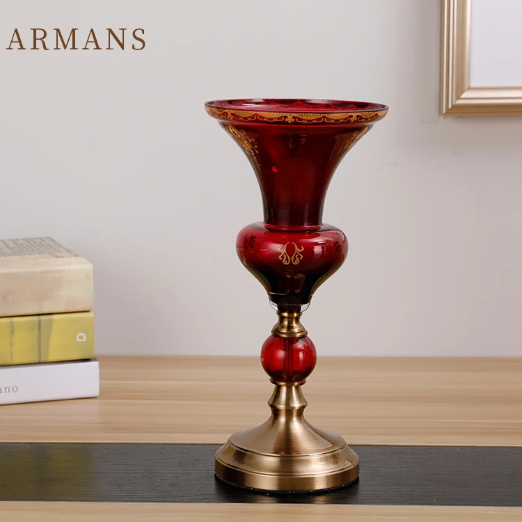 vase home decor Metal plated Copper Italy Outline Glass  flower vase