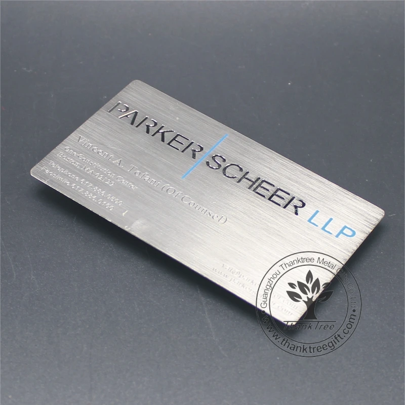 
metal craft China manufacture brushed silver plated metal business card 