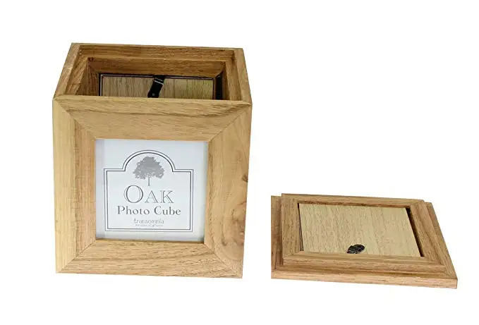 Natural Oak Wooden Photo box 5 Picture Cube