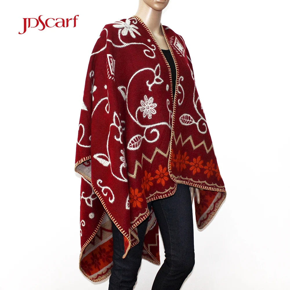 Nepal cashmere scarf cheap jacquard ponchos design woolen poncho