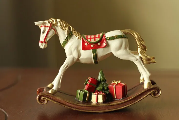 christmas decoration polyresin rocking horse for home decor